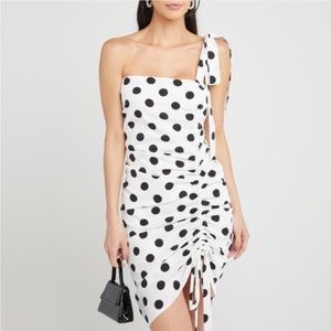 o.p.t Polka dotted one shoulder dress